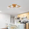 6 Light Crystal Ceiling Light For Dining Room, Modern Ceiling Lamp With Light Fixture For Entryway, Lobby, Kitchen, Bedroom, Living Room, Conference Room, (6*G9 Bulbs Included) - Gold - Image 5