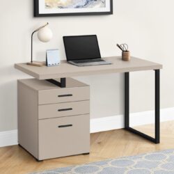 Computer Desk For Home Office, Laptop, Left Right Set - Up, Storage Drawers - Taupe