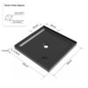 Shower Base, Anti Slip Center Drain Double Threshold - Black - Image 3