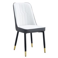 Modern Dual Tone Dining Chair With Backrest And Metal Legs (Set of 2) - White / Gray