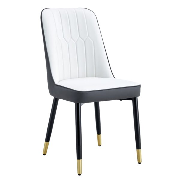 Modern Dual Tone Dining Chair With Backrest And Metal Legs (Set of 2) - White / Gray