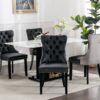 Nikki - Modern, High-End Tufted Solid Wood Contemporary And Velvet Upholstered Dining Chair With Wood Legs Nailhead Trim (Set of 2) - Black / Gray - Image 18