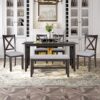 6 Piece Family Dining Room Set With Solid Wood Space Saving Foldable Table And 4 Chairs With Bench - Espresso - Image 4