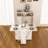 Multifunctional Folding Dining Table With Wall Mounted Sideboard & Storage Space Saving Design - White - Image 2
