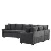 L-Shaped Sofa Convertible Sofa Bed Pull Out Sofa Sleeper With Two Back Pillows, Two USB Ports And Two Power Sockets For Living Room - Gray - Image 14