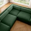 Large Modular Sectional Sofa With Storage Cylindrical Backrest And Armrests 6 Seats Chenille - Green - Image 12