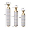 High Floor Vase Flowers Oversized Floor Vase (Set of 3) Large Metal Glazed Vases Pampas Prairie Twigs Vintage Oversized Vases Living Room Bedroom Family Farmhouse - Blue / Gold - Image 3