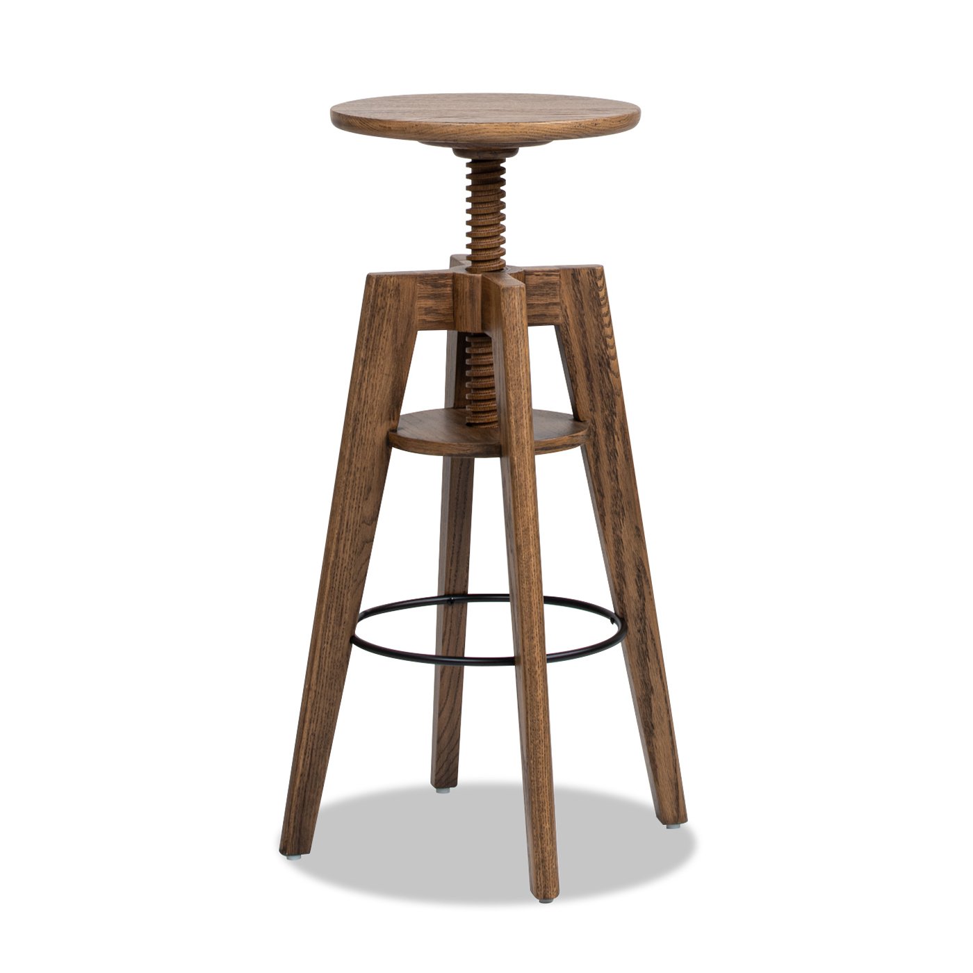Spencer - Minimalist Oak Adjustable Bar Counter Stool - Walnut Brown Oak - Image 8