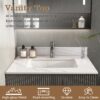Carrara Marble Design Elegant Bathroom Vanity Top With Undermount Sink - White - Image 11