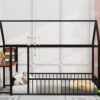 Full Size Bed House Frame With Desk, Shelves, Power Outlets And USB Ports - Black - Image 17