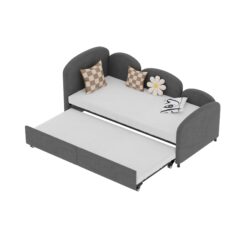 Modern Twin Size Upholstered Daybed With Additional Bed Frame - Dark Gray