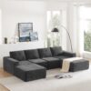 Modular U Shaped Sectional With Ottomans, Luxury Cloud Floor Couch With Deep Seat Fully Compressed Upholstered Sofa - Dark Gray - Image 17