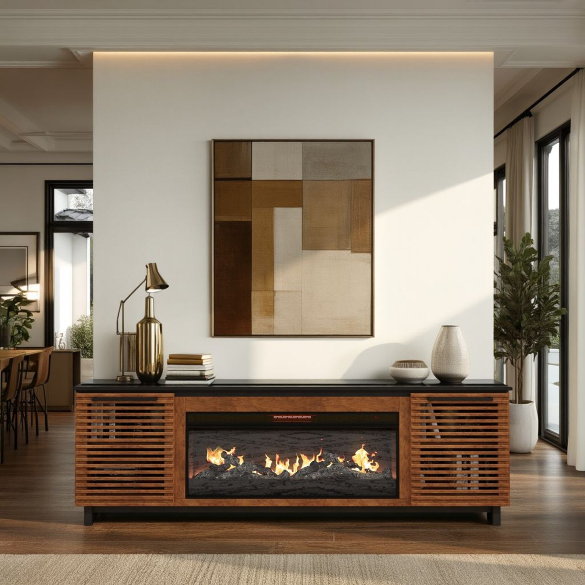 Graceland - Fireplace TV Stand Console For TVs Up To 100" - Black, Bourbon - Image 6