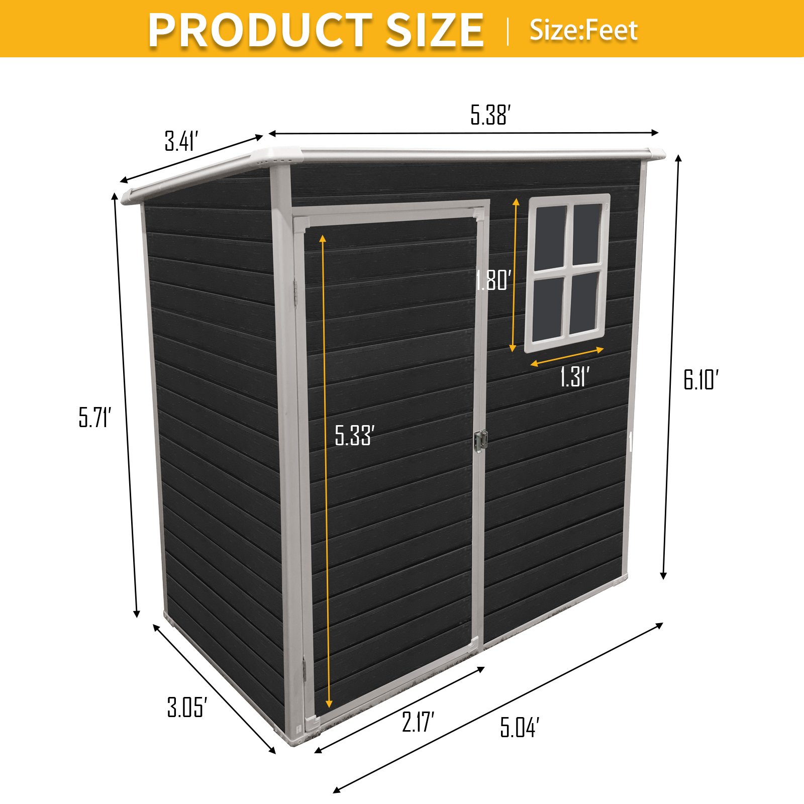 Outdoor Storage Shed Kit Perfect To Store Patio Furniture - Black - Image 4