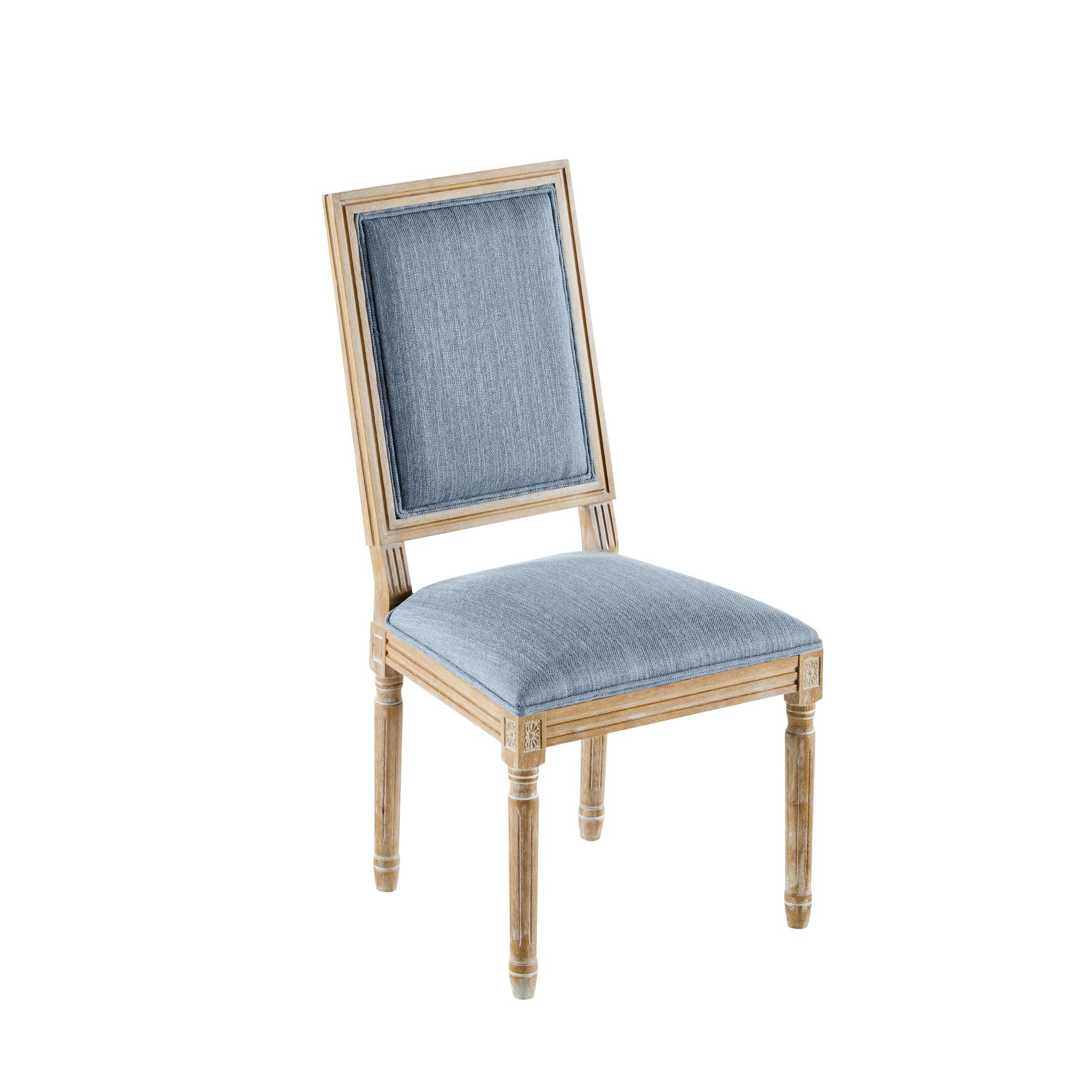 Vintage Inspired French Country Dining Chairs (Set of 4) With Cane Backrest & Upholstered Seats - Slate Blue - Image 13