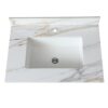 Elegant Vanity Top With Undermount Sink And Backsplash, Sintered Stone - Carrara White Marble - Image 6
