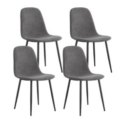 Modern Linen Cotton Dining Chair (Set of 6) With Integrated Design - Black / Dark Gray