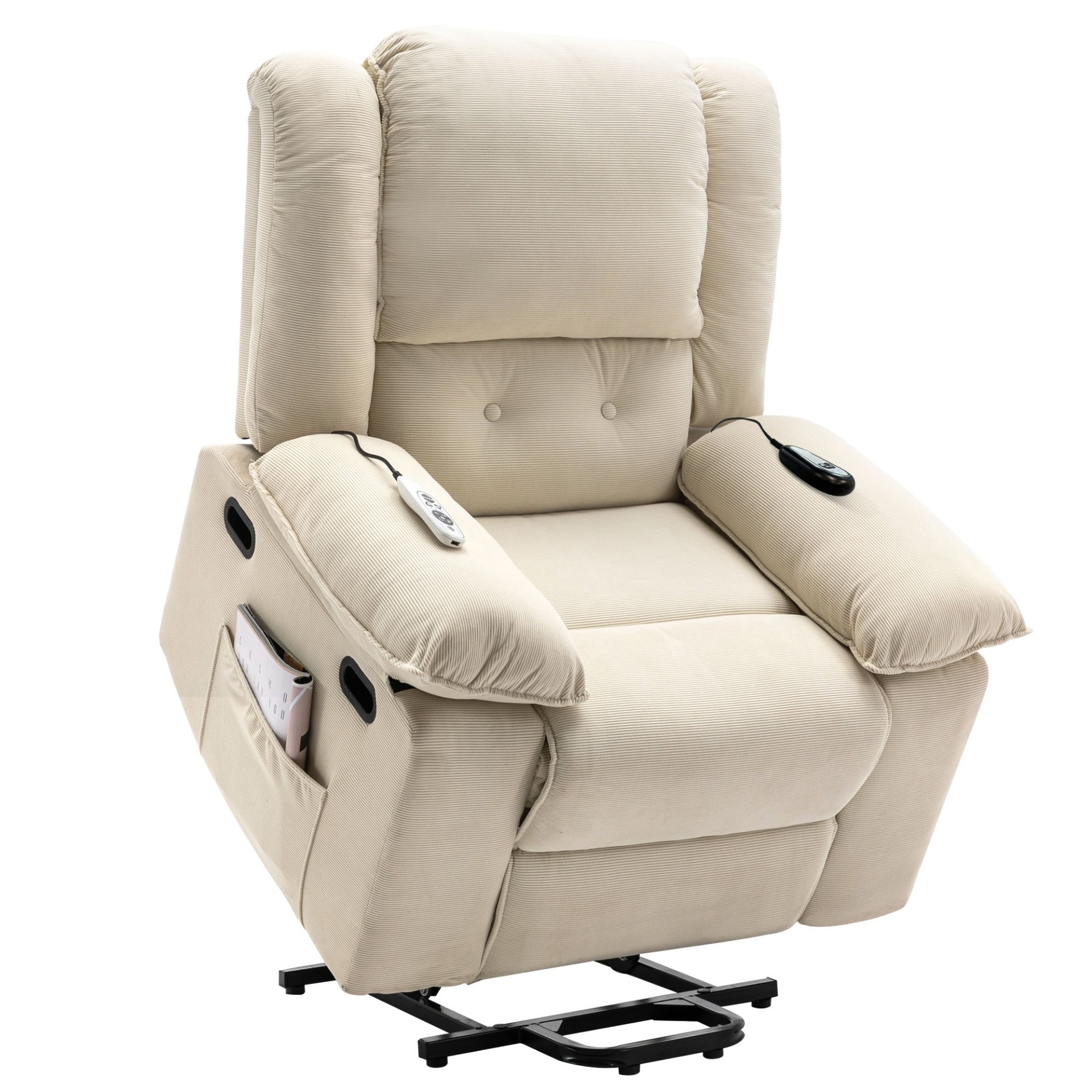 Massage Recliner, Power Lift Chair With Adjustable Massage And Heating Function, Recliner Chair & Infinite Position And Side Pocket For Living Room - Beige - Image 17