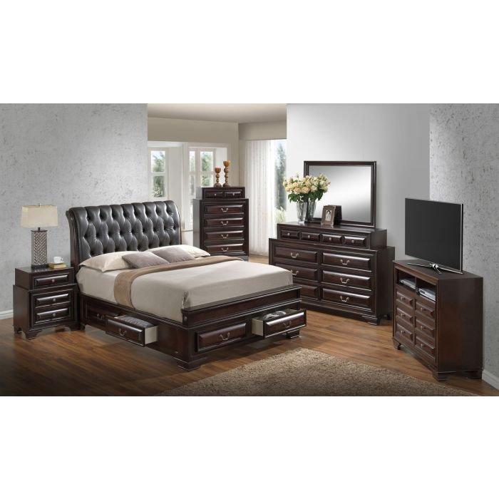 King Storage Bed Elegant - Cappuccino - Image 3