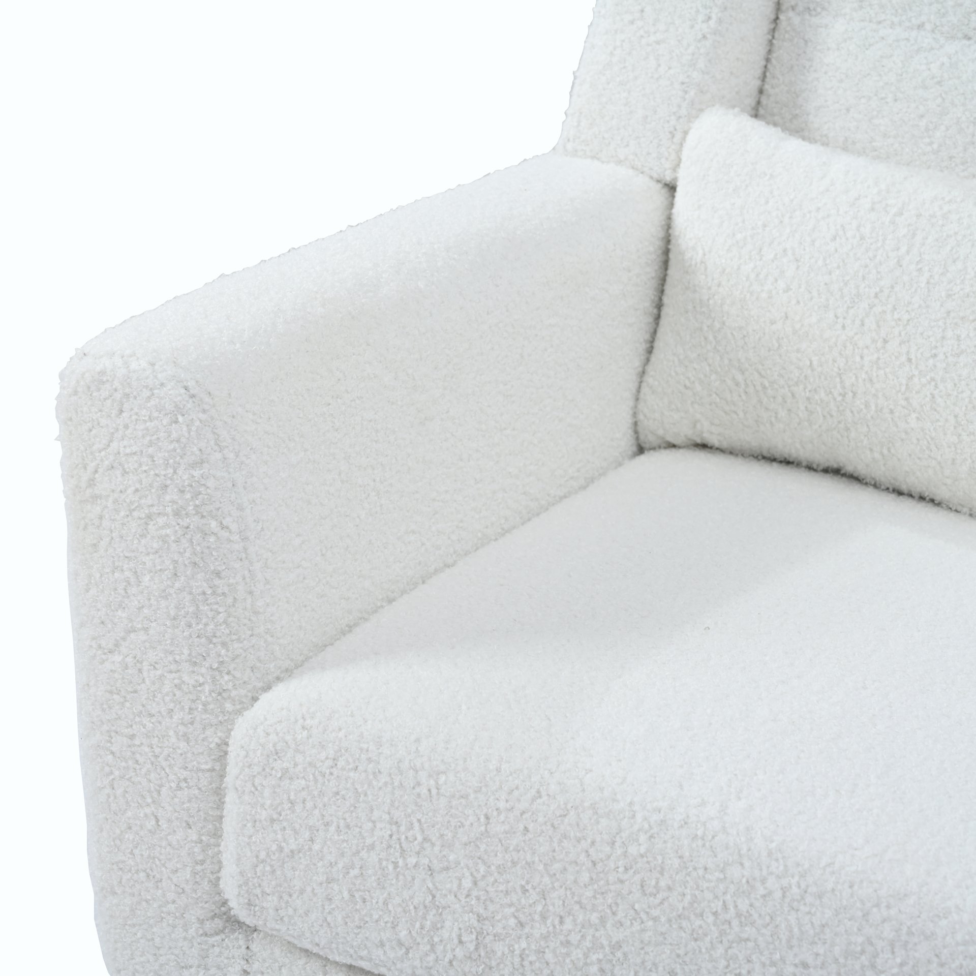 Modern Accent Chair, Teddy Fabric Living Room Chairs Comfy Reading Chair, Mid Century Accent Chair, Lounge Arm Chairs Armchair For Living Room Bedroom - White - Image 15