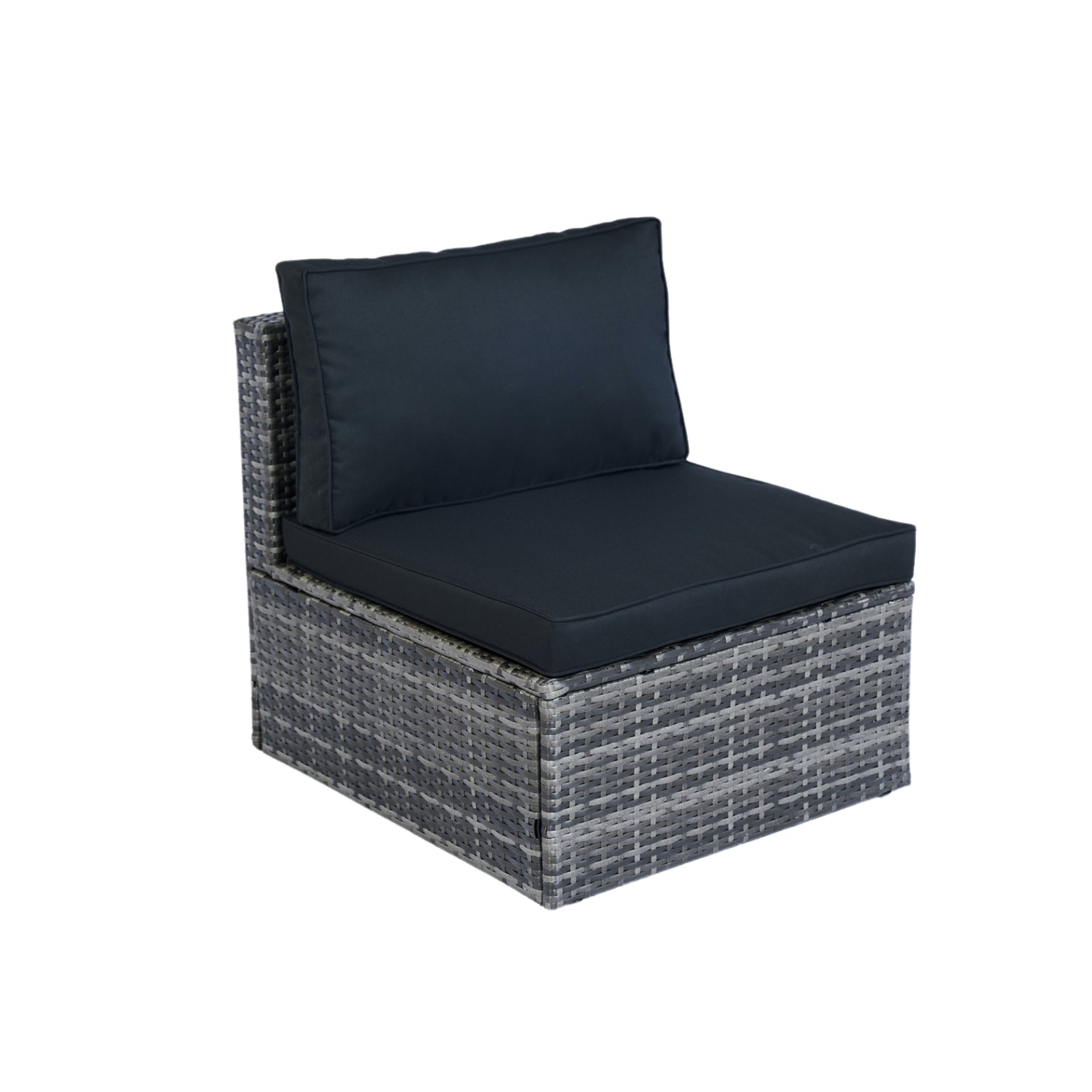 6 Piece Patio Wicker Sectional Set Patio Backyard Conversation Set Space Saving - Gray / Black - Image 11