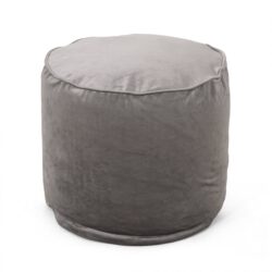 Shimon - Cylinder Pouf Ottoman And Floor Cushion - Pewter Gray