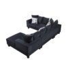 Modern U Shape Sectional Sofa, Velvet Corner Couch With Lots Of Pillows Included, Elegant And Functional Indoor Furniture - Black - Image 6