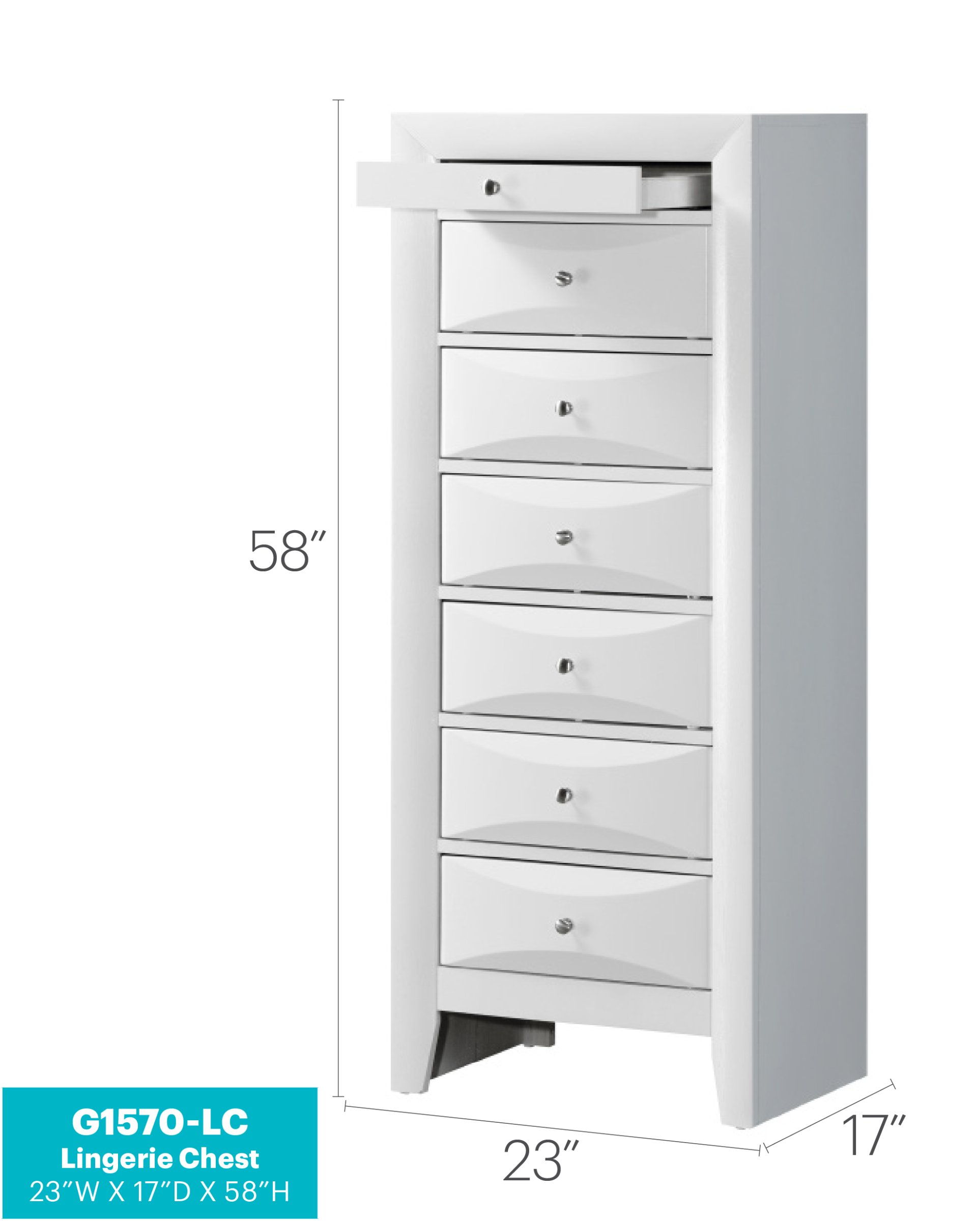 Marilla - 7 Drawer Lingerie Chest - White - Image 2