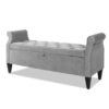 Jacqueline - Tufted Roll Arm Storage Bench - Opal Gray - Image 2