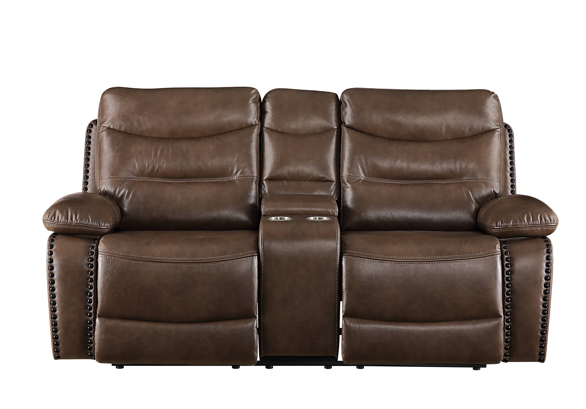 Aashi - Leather Gel Match Recliner Loveseat - Brown - Image 2