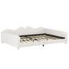 Full Size Upholstered Daybed, Sherpa Fabric Sofabed With Cloud-Shaped Backrest, No Box - Spring Needed - White - Image 4