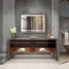 40*30" LED Bathroom Beveled Mirror, 3000 - 6000K Gradient Front And Backlit LED Mirror For Bathroom, 3 Colors Dimmable, Ip54 Enhanced Anti - Fog, Hanging Plates Wall Mount Lighted Mirror - Gray - Image 8