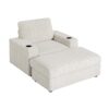 Oversized Chaise Lounge Indoor Rabbit Fur Sofa Bed With Storage Ottoman And Armrests Cup Holders With Deep Seat - Beige - Image 2