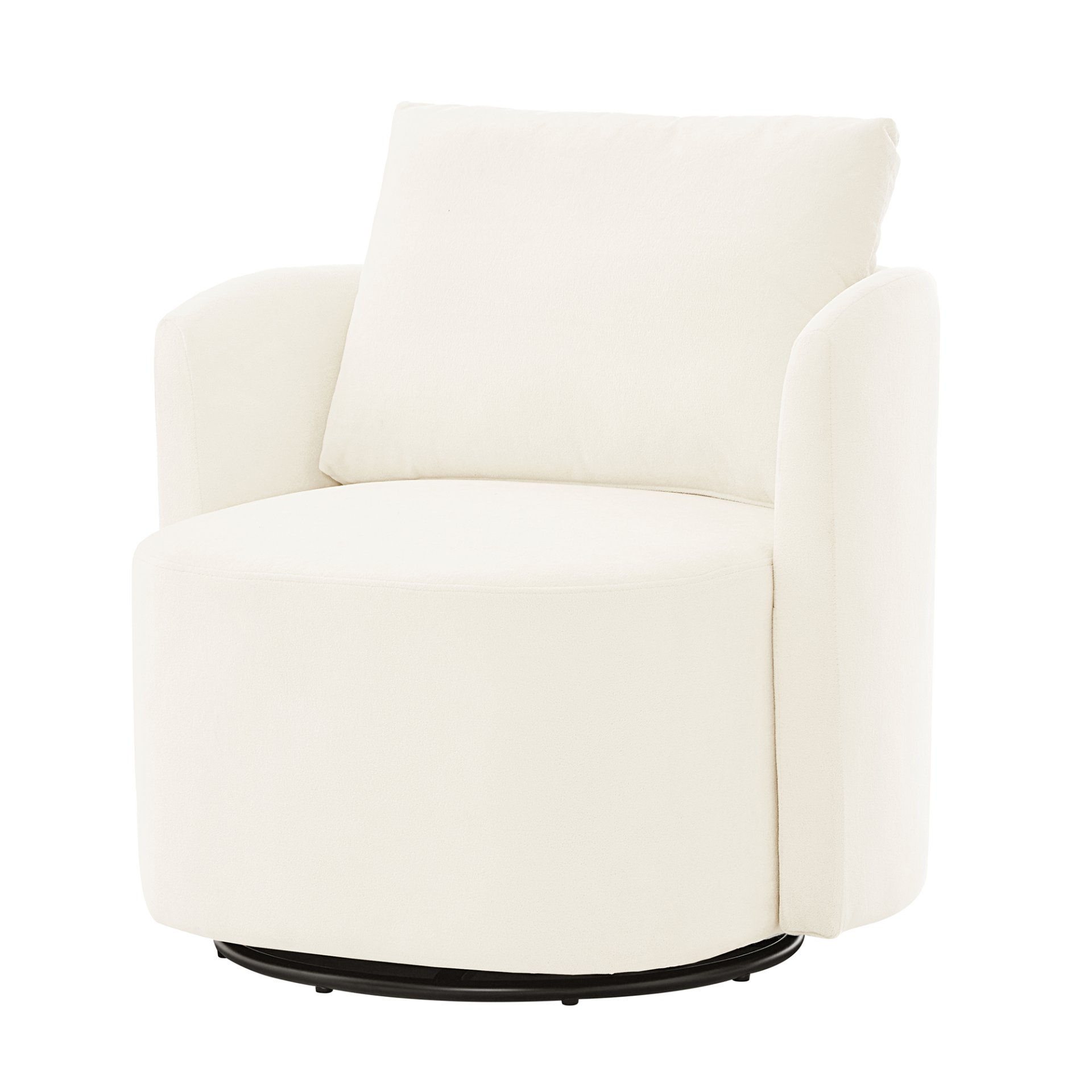 360° Swivel Chair With Upholstered Curved Design - Beige - Image 12