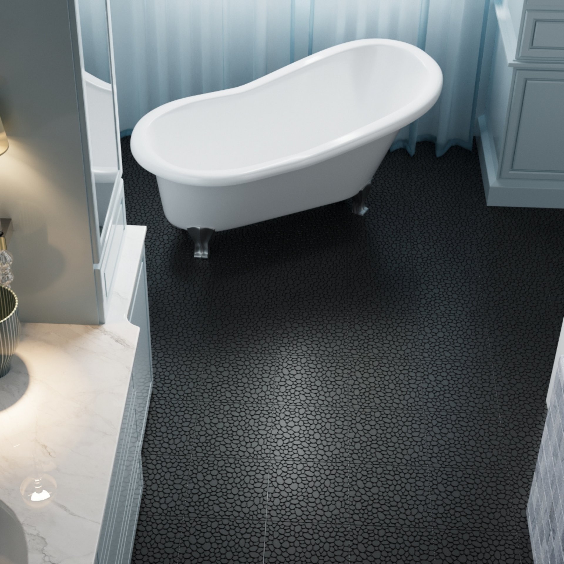 Interlocking Deck Tiles Plastic Waterproof Outdoor All Weather Anti-Slip Bathroom Shower Balcony Porch Strong Weight Capacity Upto 440 Lbs, Pebble Stone Pattern Pack Of 12 - Black - Image 10