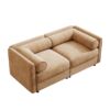 Stylish Chenille 2 Seater Sofa With Storage Seat And Cylindrical Backrest - Camel - Image 11