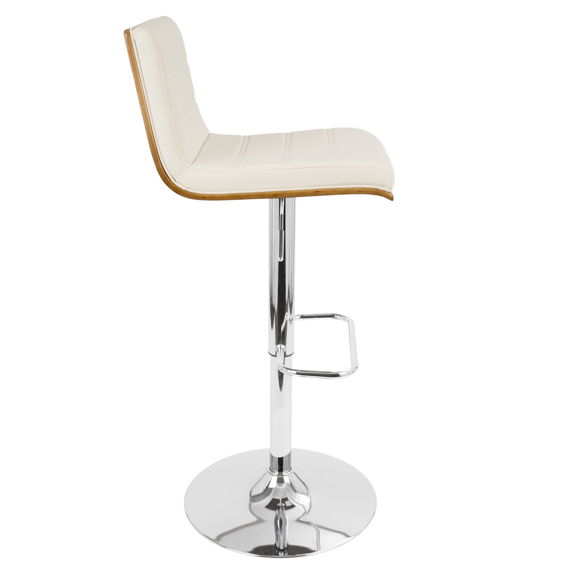 Vasari - Mid-Century Modern Adjustable Barstool With Swivel - Walnut / Cream - Image 3