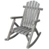 Wooden Porch Rocker Chair, Durable Wooden Porch Rocker Chair, Fir Log Rocking Chair, Patio Rockers For Outside, Garde - Light Gray - Image 5