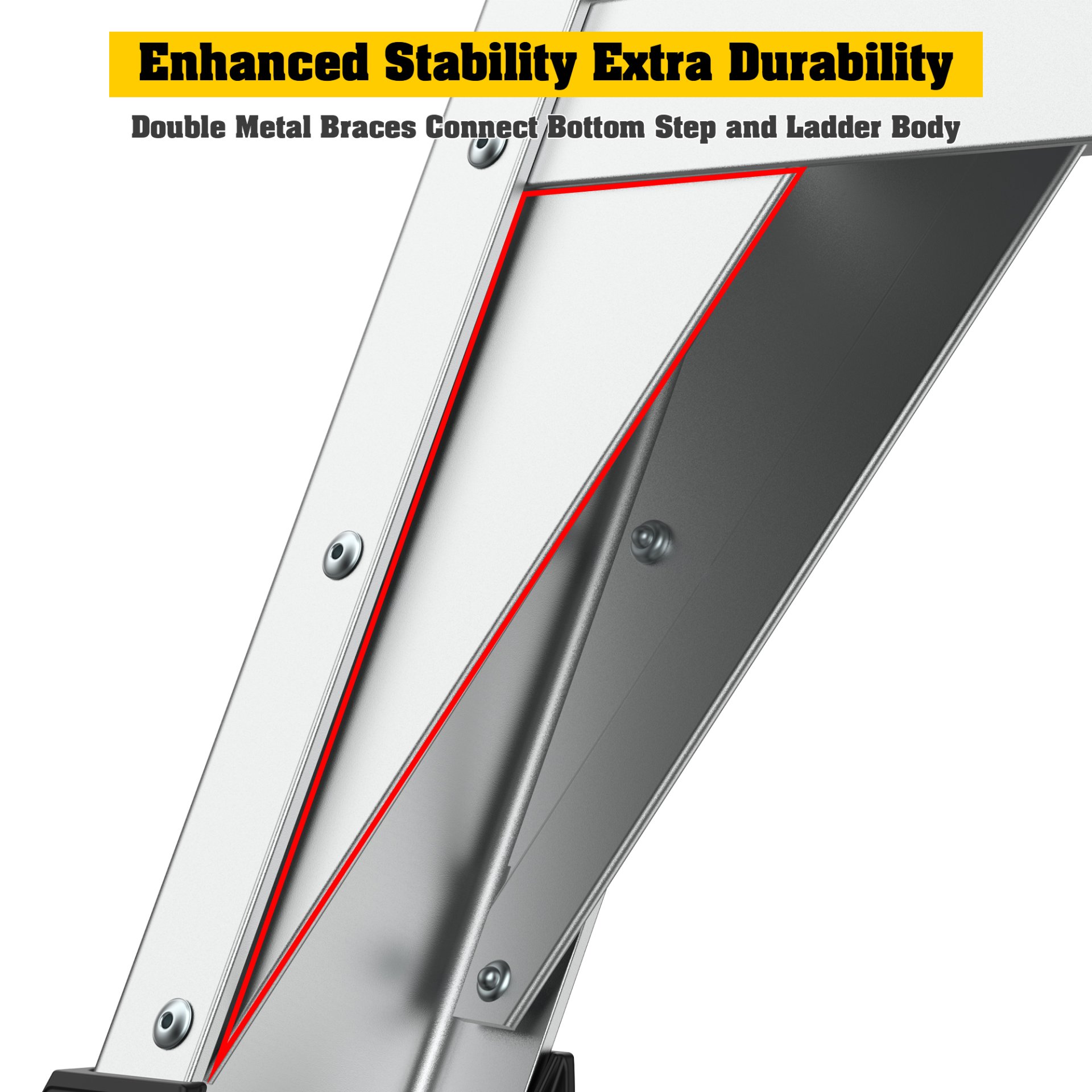 Heavy Duty Aluminum 4 Step Rolling Platform Ladder With 375Lbs Capacity And Safety - Silver - Image 11