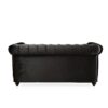 Chesterfield Velvet Loveseat Sofa, 2 Person Rolled Arm Upholstered Couch - Black - Image 8