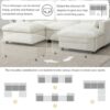 Modular Sectional With Storage Pockets, 5 Seat U Shaped Couch Set With Pillows Free Combination Modern Cloud Sofa With 2 Movable Ottoman - White - Image 17