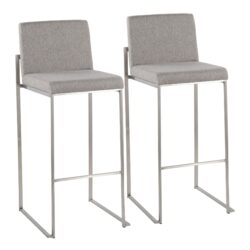 Fuji - Contemporary High Back Barstool (Set of 2) - Gray