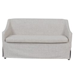 Slip Covered Settee With Casters - Beige