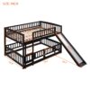 Full Over Full Low Bunk Bed With Slide, Fence And Ladder For Toddler - Espresso - Image 15