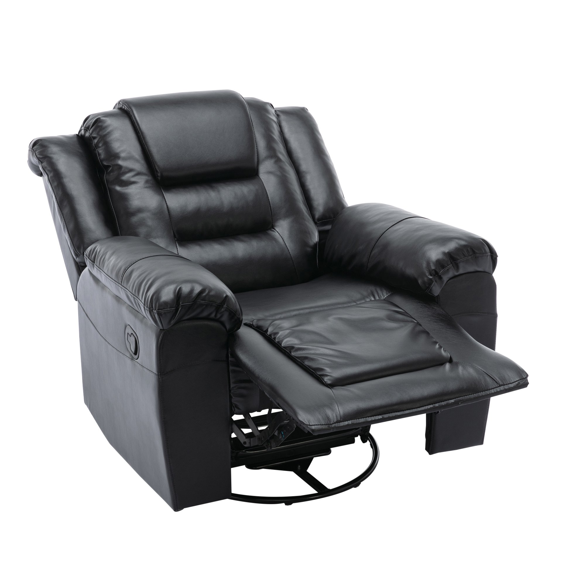 360° swivel And Rocking Home Theater Recliner Manual Recliner Chair With Wide Armrest For Living Room - Black - Image 14
