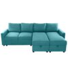Convertible U Shaped Sectional Sofa With Storage Chaise Lounges & USB Ports - Teal - Image 19