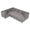 U-Shaped Sectional Sofa Pull Out Sofa Bed With Two USB Ports, Two Power Sockets, Three Back Pillows And A Storage Chaise For Living Room - Light Gray - Image 16
