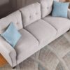 Modern Living Room Loveseat Linen Upholstered Couch Furniture For Home Or Office - Light Gray - Image 4