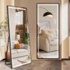 LED Mirror Full Length Mirror With Lights Wide Standing Tall Full Size Mirror For Bedroom Giant Full Body Mirror Large Floor Mirror With Lights Stand Up Dressing, Big Lighted Mirror - Black - Image 2