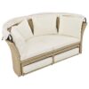 Outdoor Patio Daybed Wicker Rattan Double Daybed Round Sofa Furniture Set With Retractable Canopy, 4 Pillows For Lawn Garden Backyard Porch Pool - Beige - Image 23